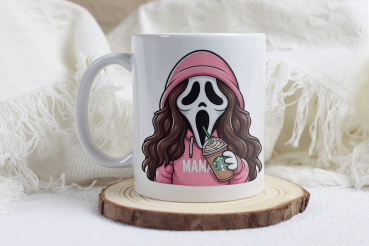 Tasse 300ml - Weiß / Halloween Mama Ghostface
